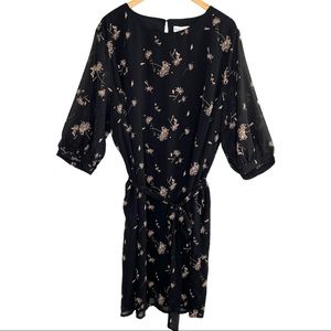 Ava & Viv Black Dandelion Dress 3/4 Sleeve 2X NEW